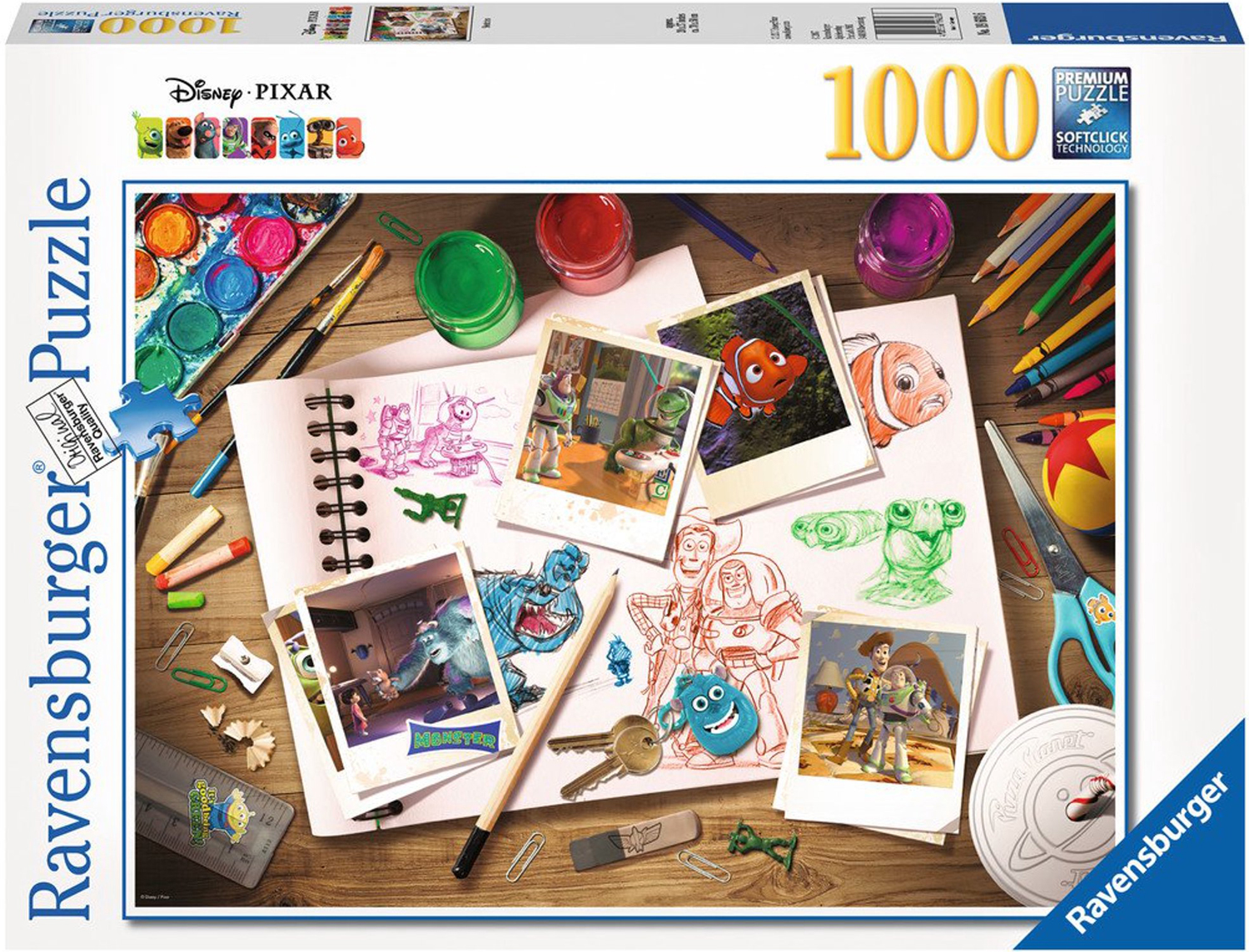 Пъзел Ravensburger от 1000 части - Дисни скици