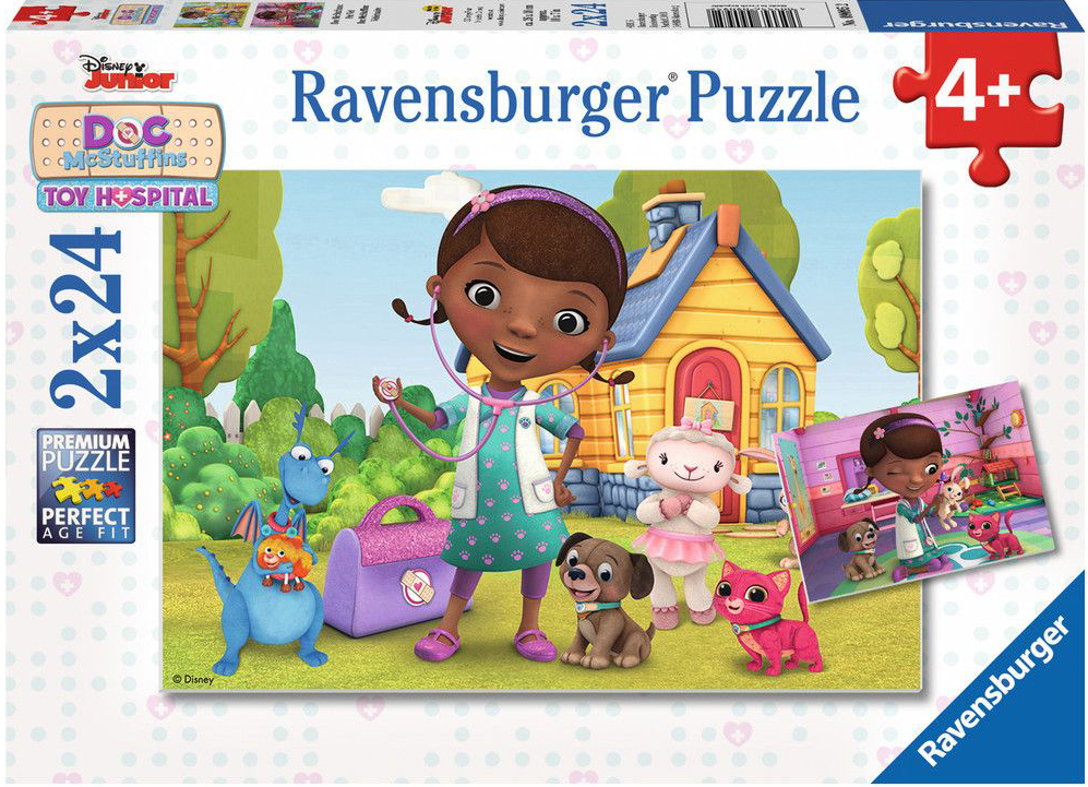 Пъзел Ravensburger от 2 x 24 части - Ветеринарната клиника на Док Макстъфинс