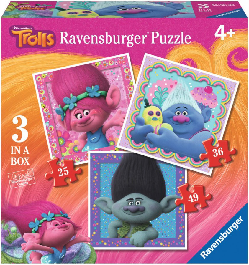 Пъзел Ravensburger 3 в 1 - Тролчетата