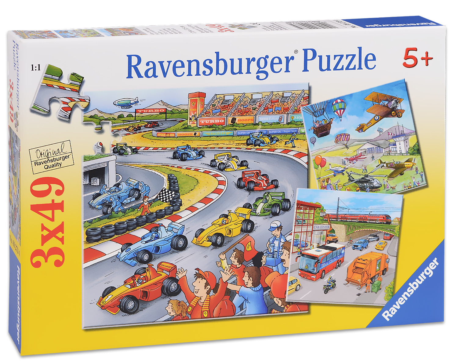Пъзел Ravensburger от 3 x 49 части - Всички на път