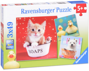 Пъзел Ravensburger от 3 x 49 части - Малки животни