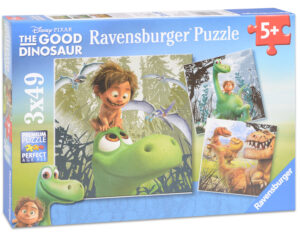 Пъзел Ravensburger от 3 x 49 части - Добрият динозавър