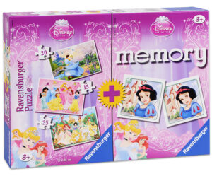 Комплект 3 пъзела и мемори игра Ravensburger - Принцеси