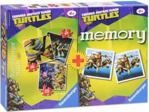 Комплект 3 пъзела и мемори игра Ravensburger - Костенурките Нинджа