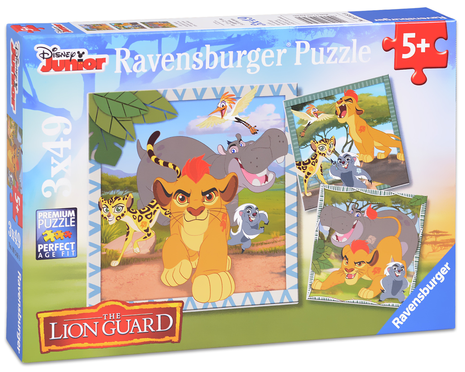 Пъзел Ravensburger от 3 x 49 части - Цар лъв