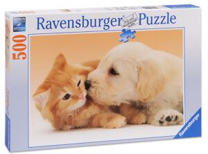 Пъзел Ravensburger от 500 части - Куче и котка