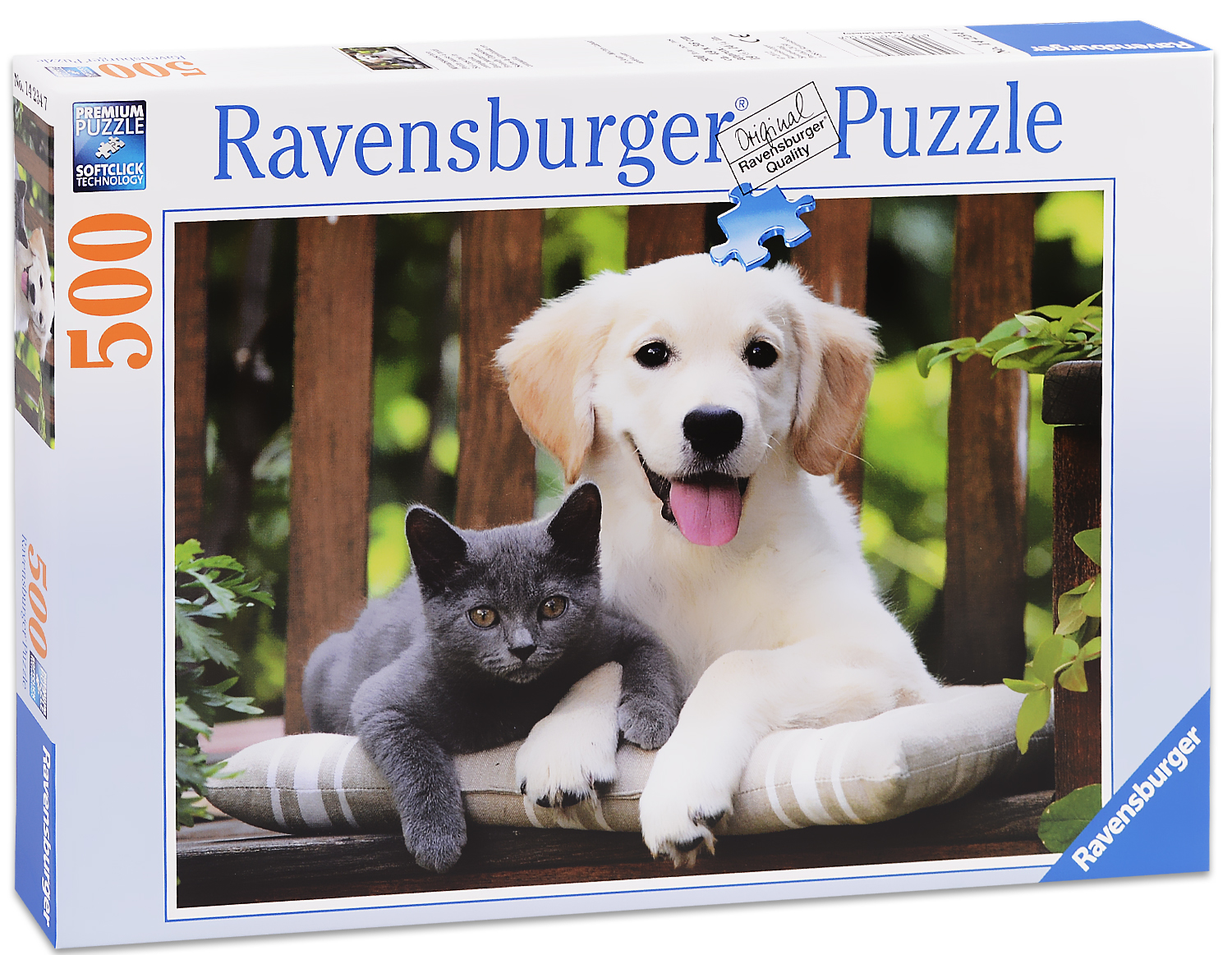 Пъзел Ravensburger от 500 части - Куче и коте