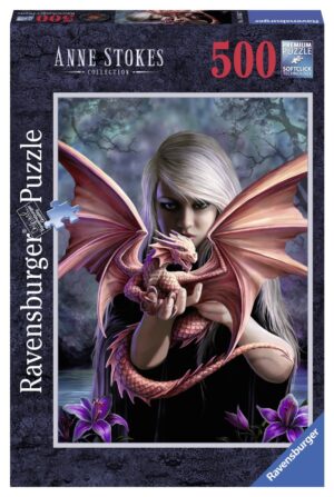 Пъзел Ravensburger от 500 части - Момиче с дракон, Ан Стоукс