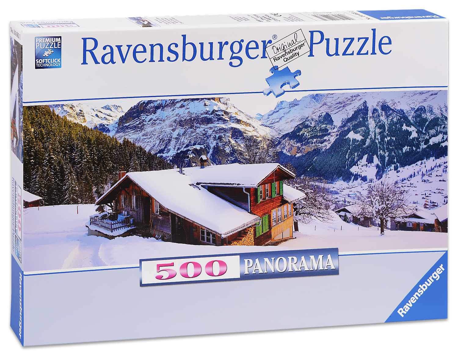 Панорамен пъзел Ravensburger от 500 части - Къща в Алпите