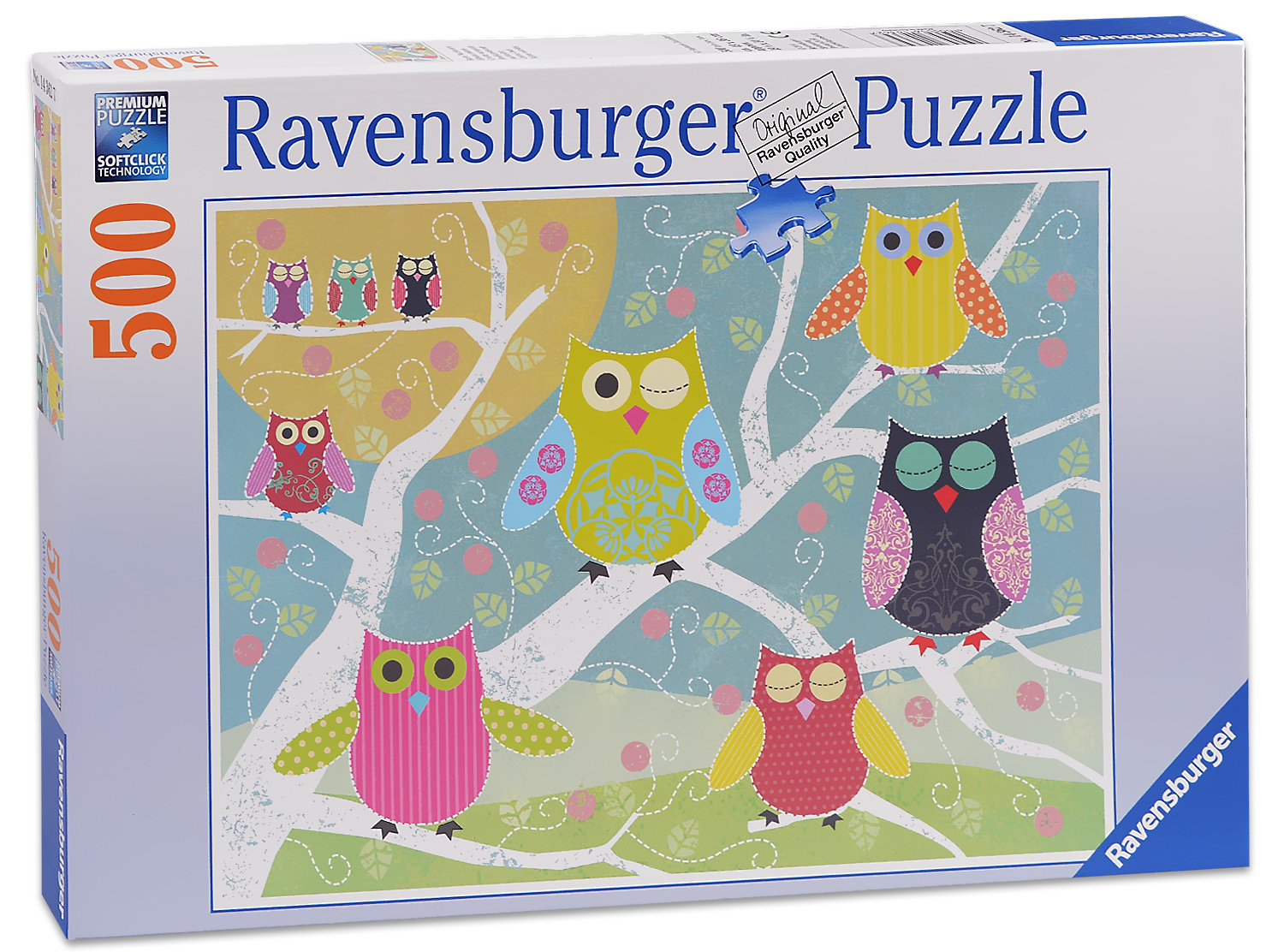 Пъзел Ravensburger от 500 части - Цветни бухали