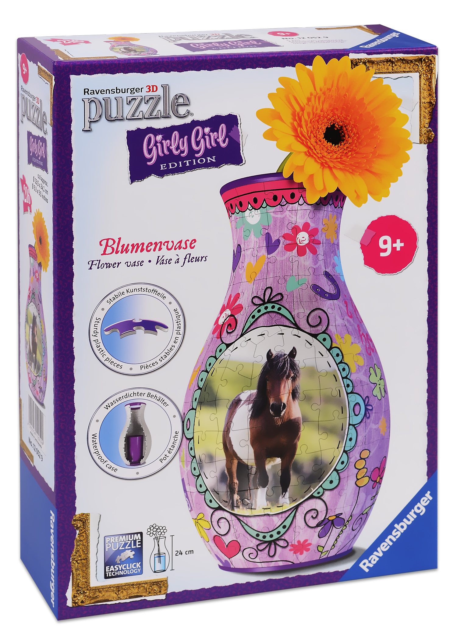 3D пъзел Ravensburger от 216 части - Ваза с кон