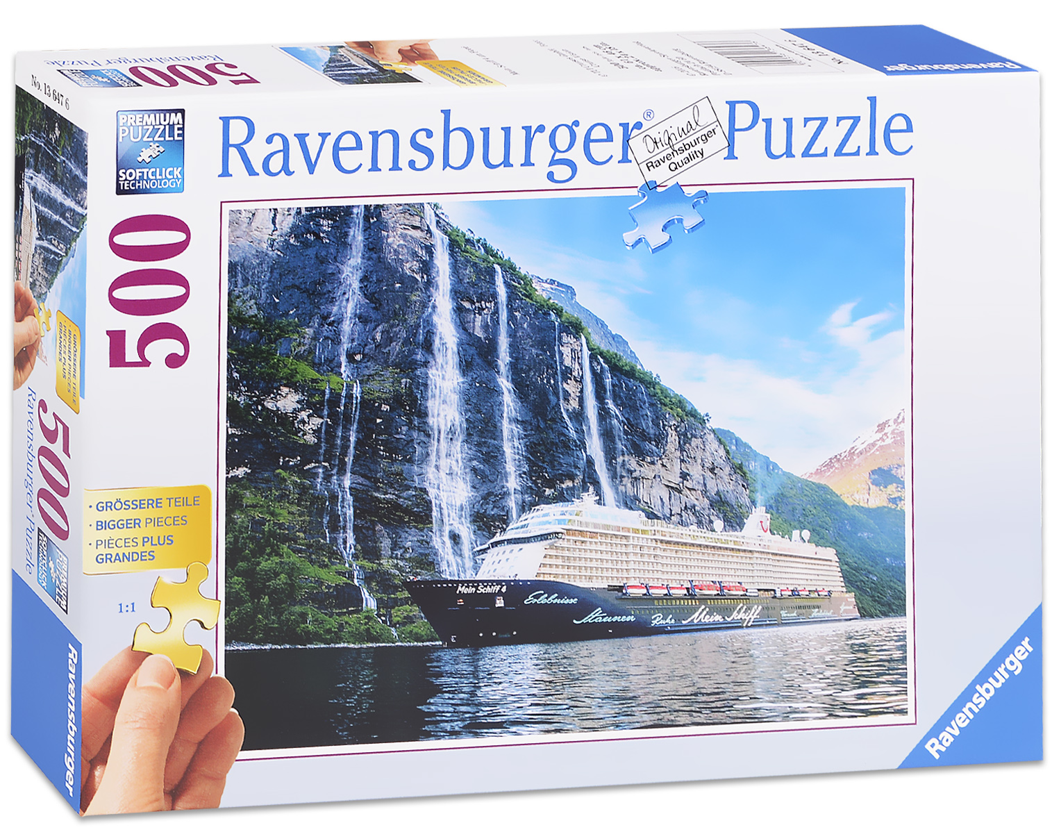 Пъзел Ravensburger от 500 части - Кораб във фиордите