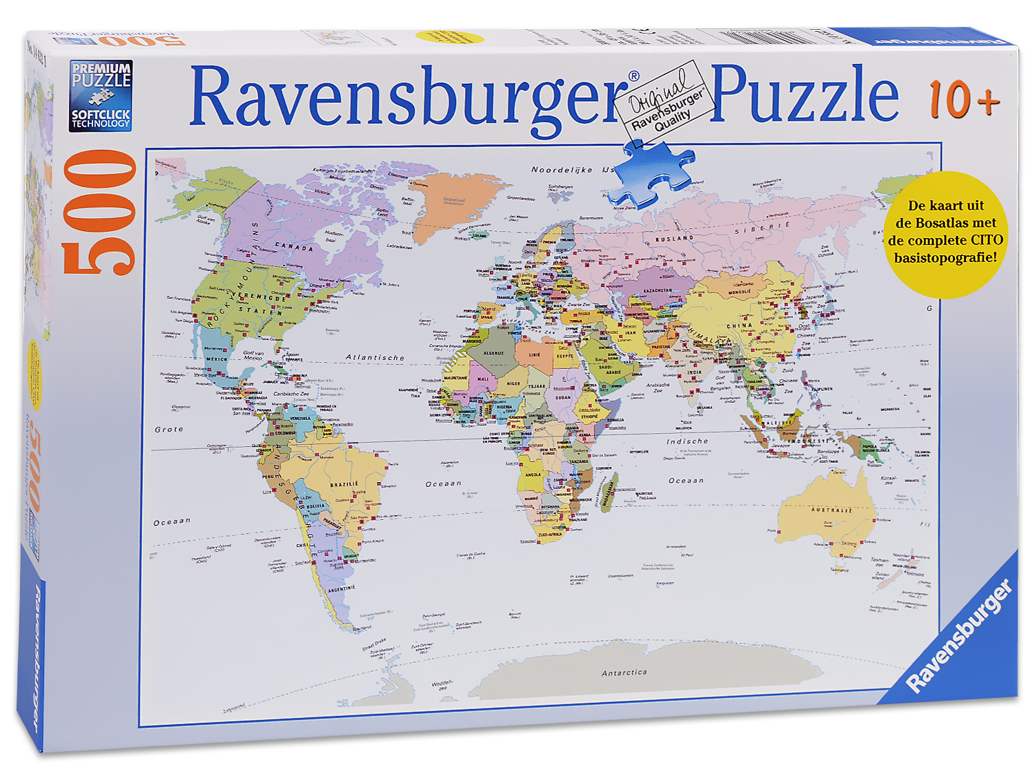 Пъзел Ravensburger от 500 части - Политическа карта на света