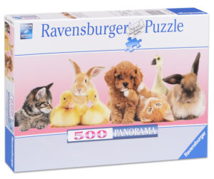 Панорамен пъзел Ravensburger от 500 части - Животни приятели