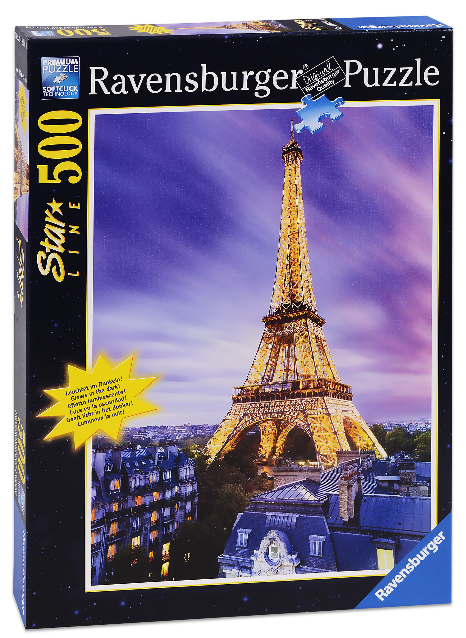 Светещ пъзел Ravensburger от 500 части - Айфеловата кула