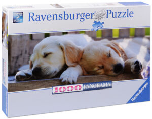 Панорамен пъзел Ravensburger от 1000 части - Спящи кученца