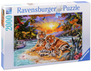 Пъзел Ravensbuger от 2000 части - Тигри на залез