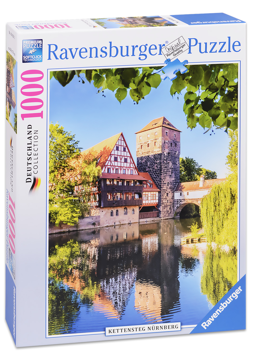 Пъзел Ravensburger от 1000 части Нюрнберг - отражение в реката