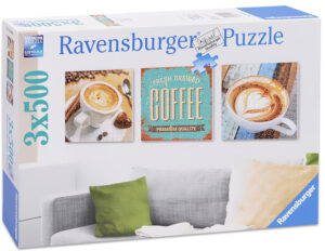 Квадратен пъзел Ravensburger от 3 x 500 части - Кафе