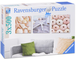 Квадратен пъзел Ravensburger от 3 x 500 части - Морски импресии