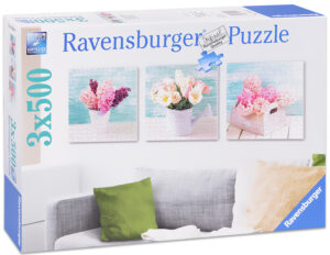Квадратен пъзел Ravensburger от 3 x 500 части - Цветни импресии