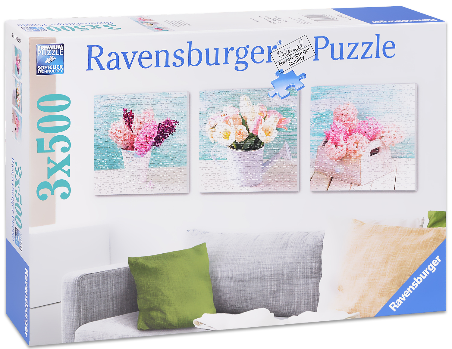 Квадратен пъзел Ravensburger от 3 x 500 части - Цветни импресии