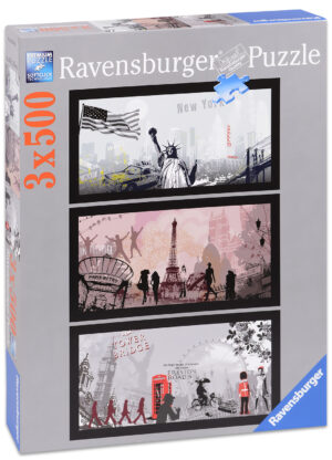 Пъзел Ravensburger от 3 x 500 части - Артистични градове