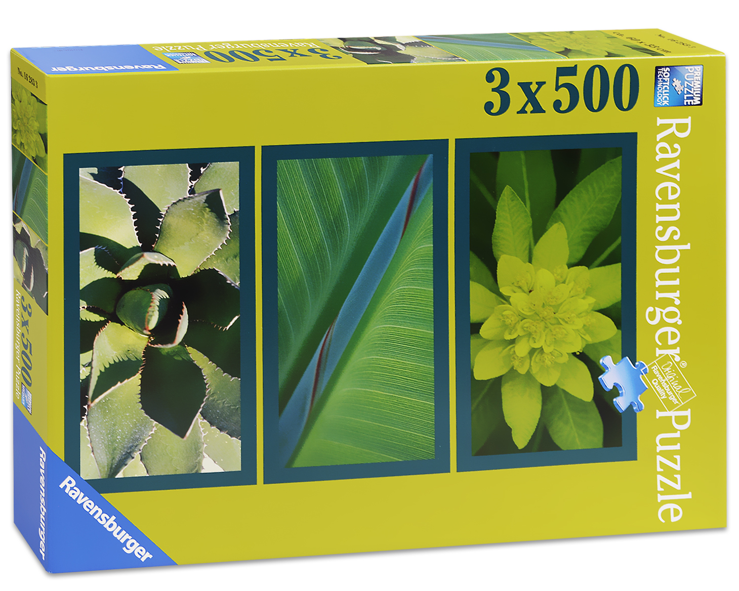 Пъзел Ravensburger от 3 x 500 части - Природни импресии в зелено