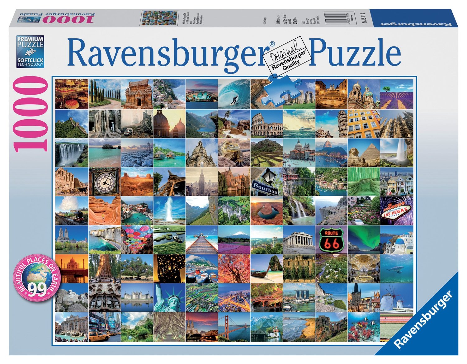 Пъзел Ravensburger от 1000 части - 99 Красиви места на Земята
