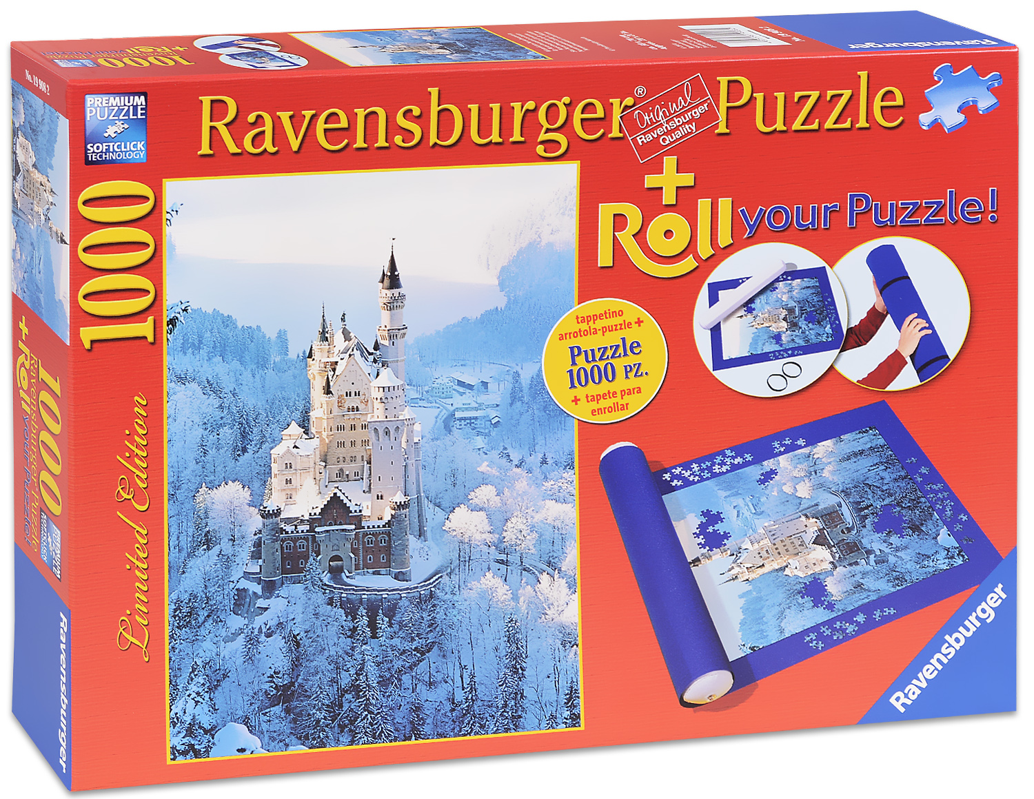 Пъзел Ravensburger от 1000 части с килимче за подреждане - Зима в Нойшванщайн