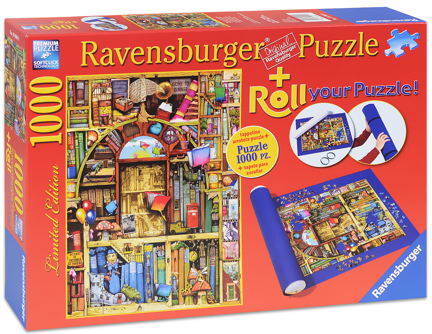 Пъзел Ravensburger от 1000 части с килимче за подреждане - Библиотека