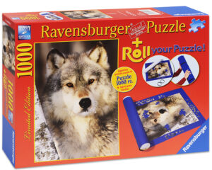 Пъзел Ravensburger от 1000 части с килимче за подреждане - Вълк