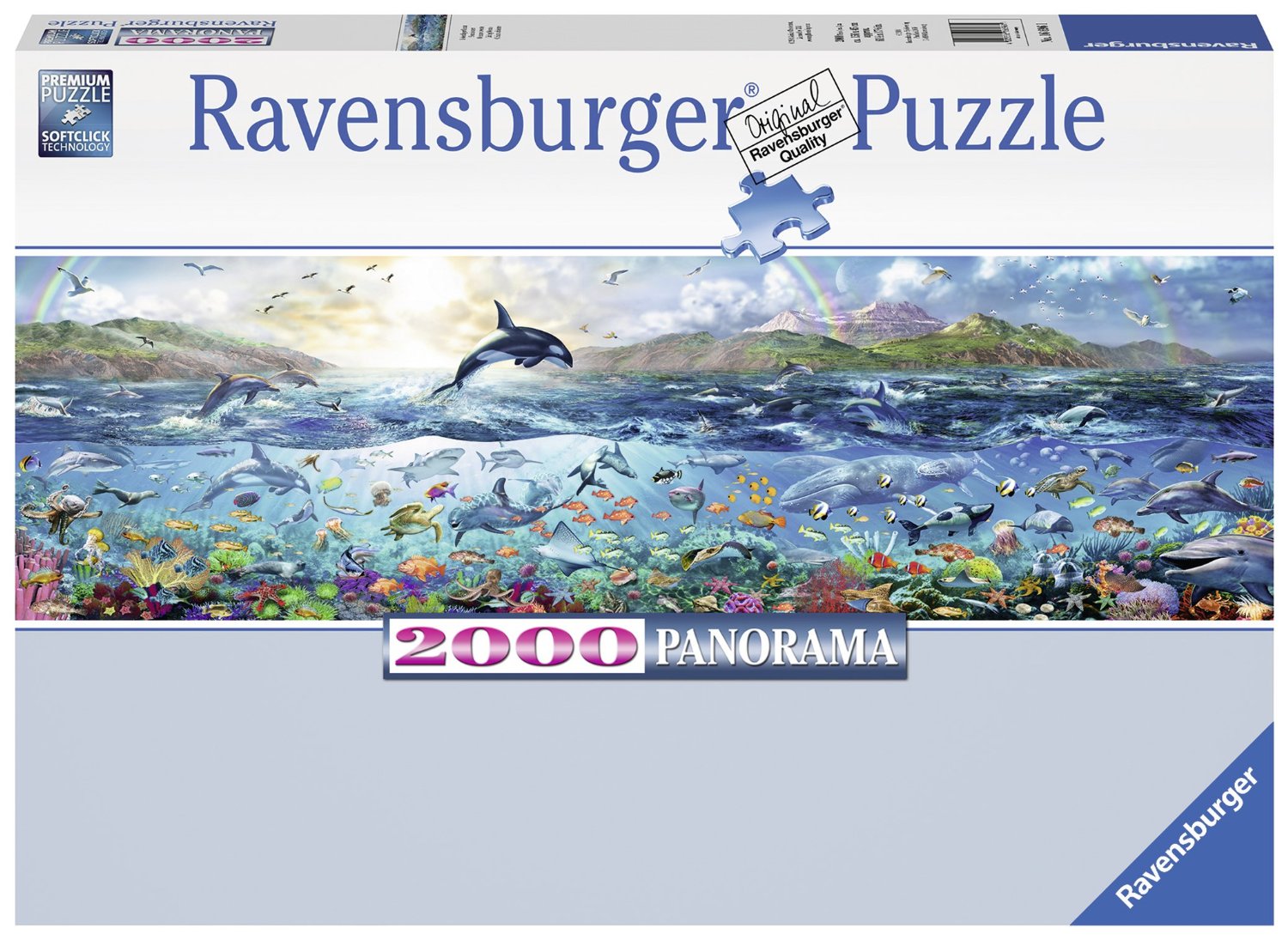 Панорамен пъзел Ravensburger от 2000 части - Живият океан