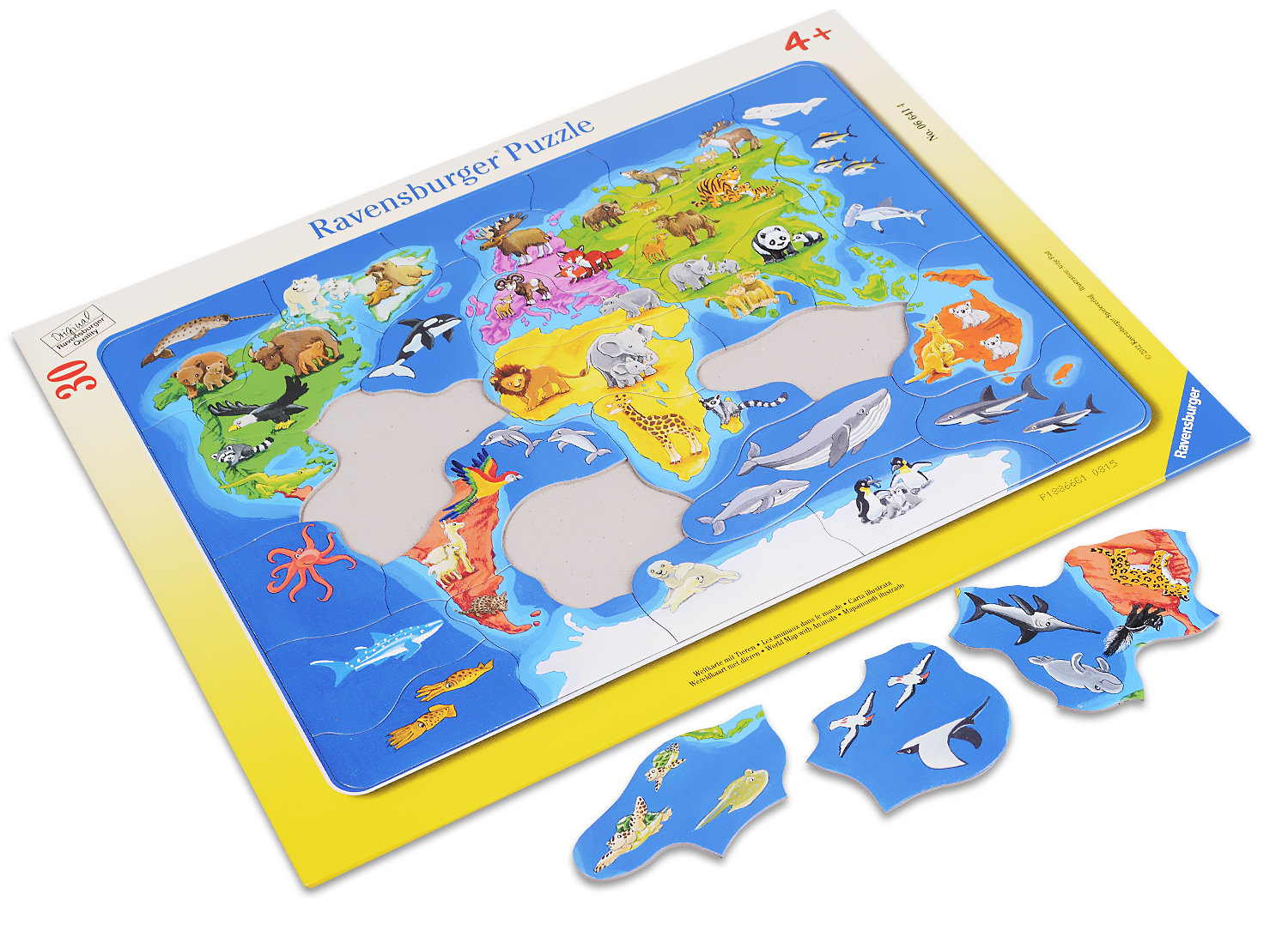 Пъзел Ravensburger от 30 части - Карта с животните по света
