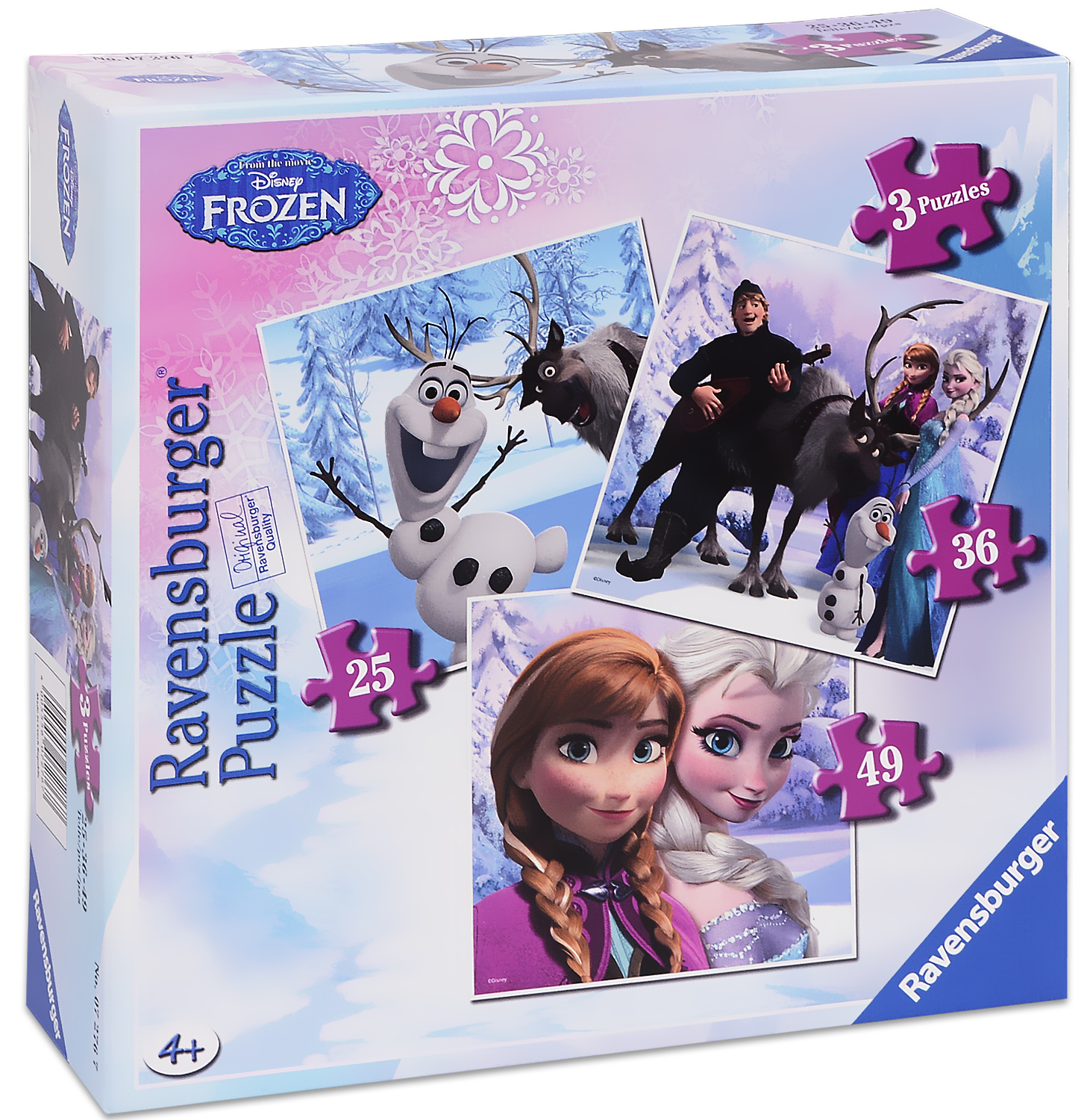 Пъзел Ravensburger 3 в 1 - Елза и Ана с приятели, Замръзналото кралство