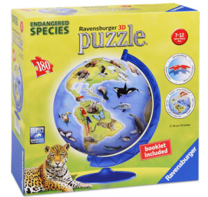 3D Пъзел Ravensburger от 180 части - Застрашени от изчезване животни