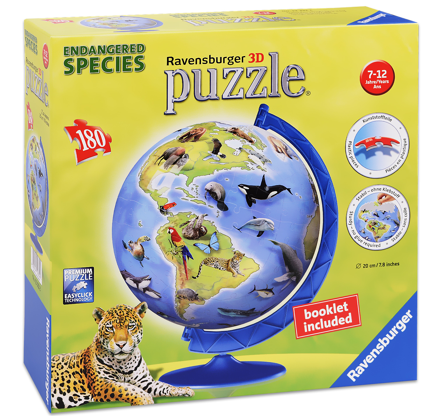 3D Пъзел Ravensburger от 180 части - Застрашени от изчезване животни