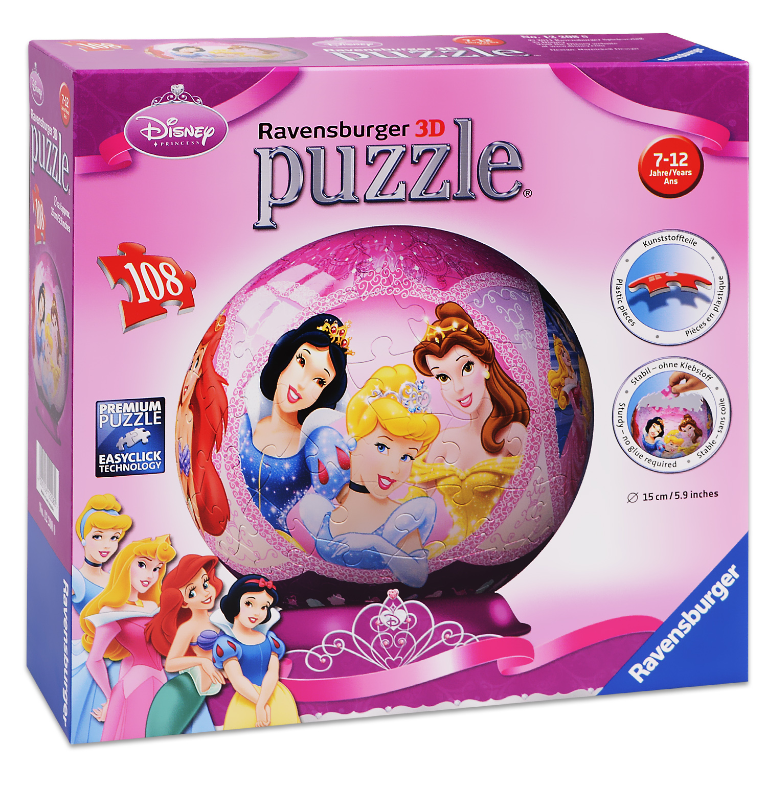 3D Пъзел Ravensburger от 108 части - Дисни принцеси