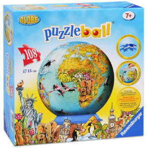 3D Пъзел Ravensburger от 108 части - Детска световна карта