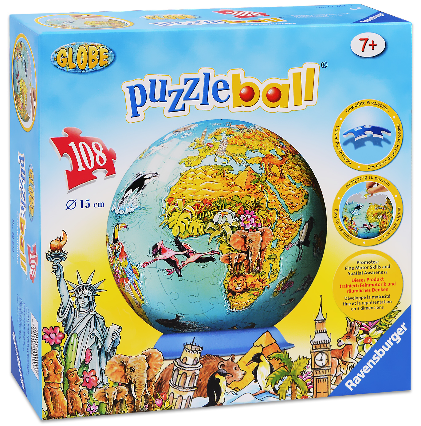 3D Пъзел Ravensburger от 108 части - Детска световна карта