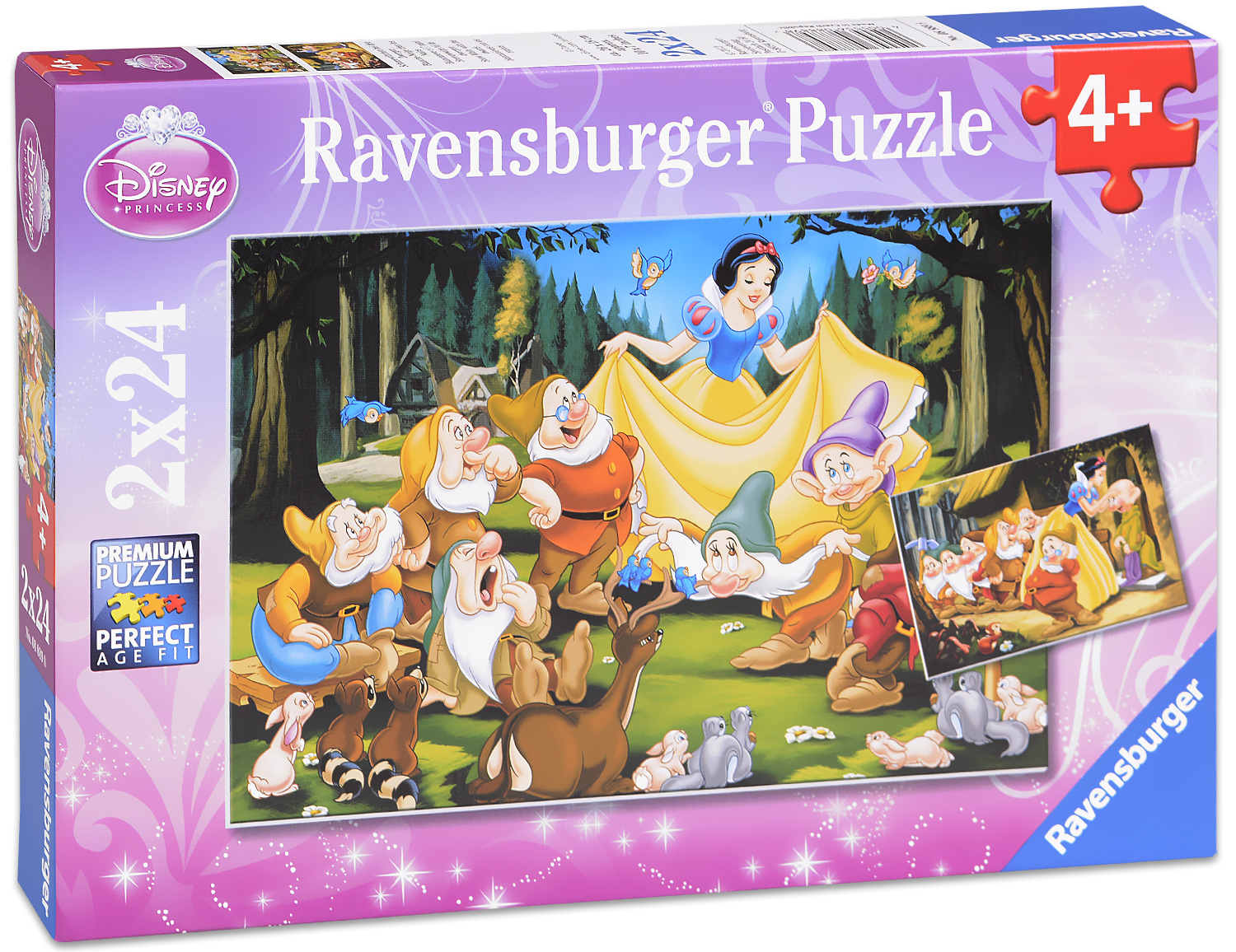 Пъзел Ravensburger от 2 x 24 части - Снежанка и джуджетата