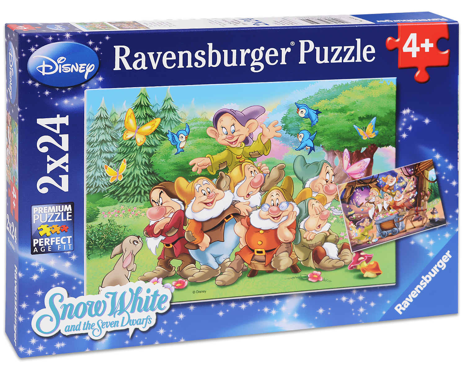 Пъзел Ravensburger от 2 x 24 части - Снежанка и седемте джуджета