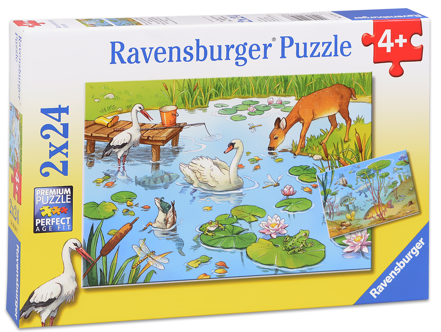 Пъзел Ravensburger от 2 x 24 части - Езеро с животни