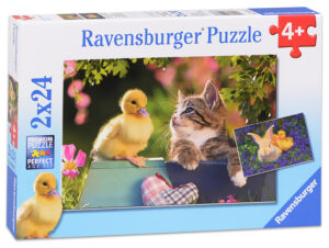 Пъзел Ravensburger от 2 x 24 части - Коте и пиле
