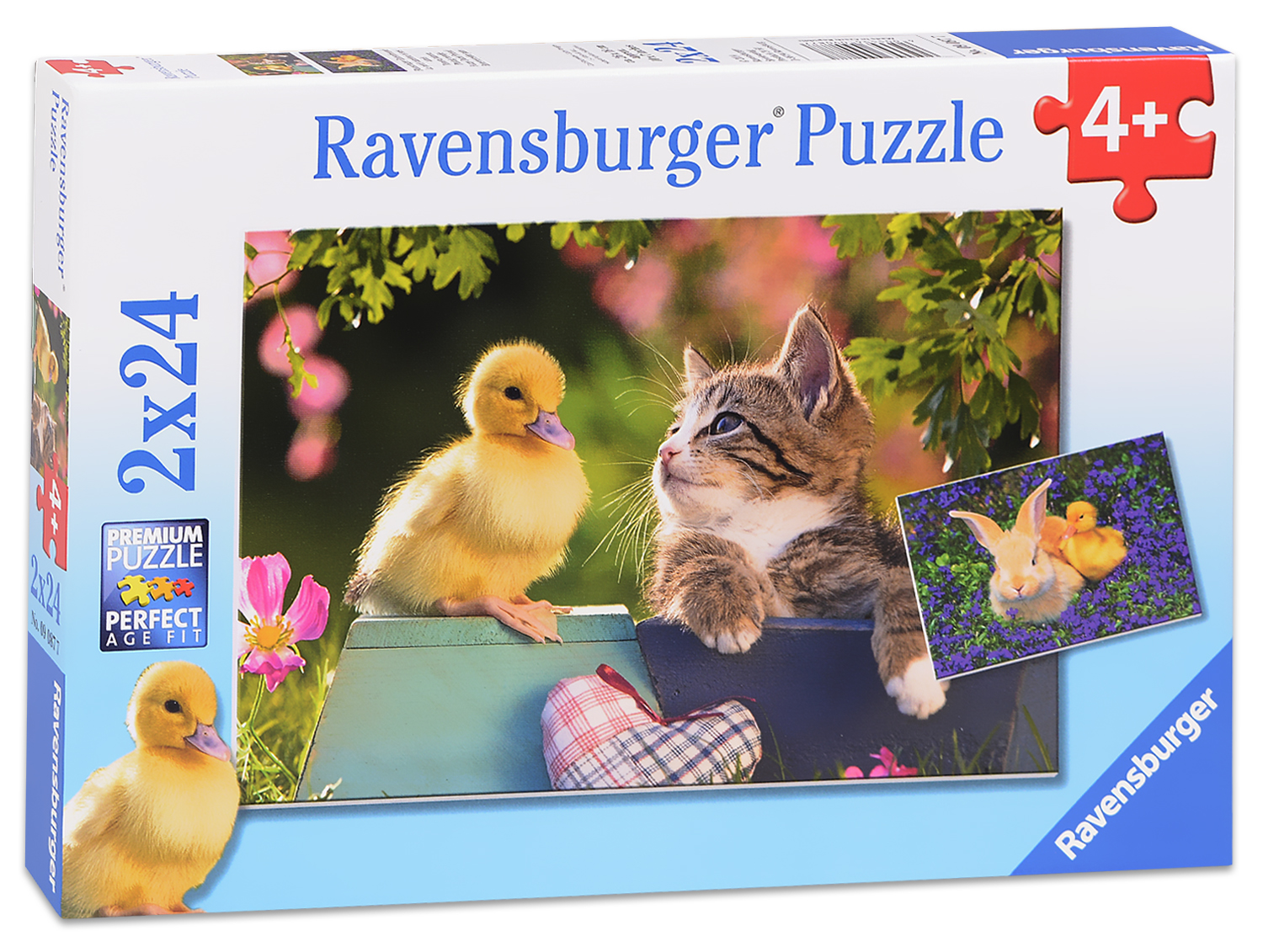 Пъзел Ravensburger от 2 x 24 части - Коте и пиле