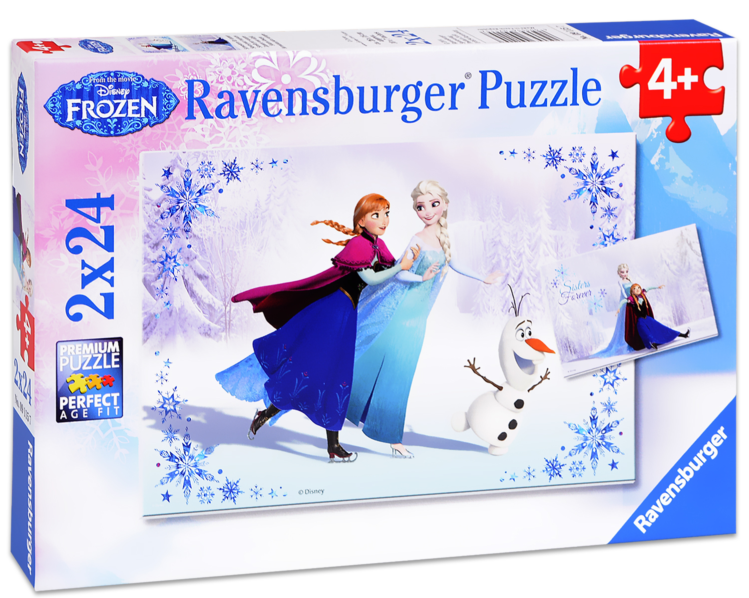 Пъзел Ravensburger от 2 x 24 части - Замръзнало кралство, Сестри завинаги