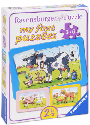 Пъзел Ravensburger от 3 x 6 части - Животинчета приятели