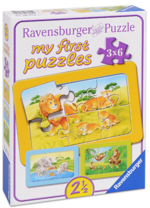 Пъзел Ravensburger от 3 x 6 части - Животинчета от Африка