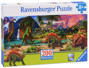Панорамен пъзел Ravensburger от 200 части - В земята на динозаврите