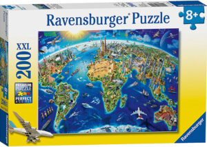 Пъзел Ravensburger от 200 XXL части - Карта на световните забележителности